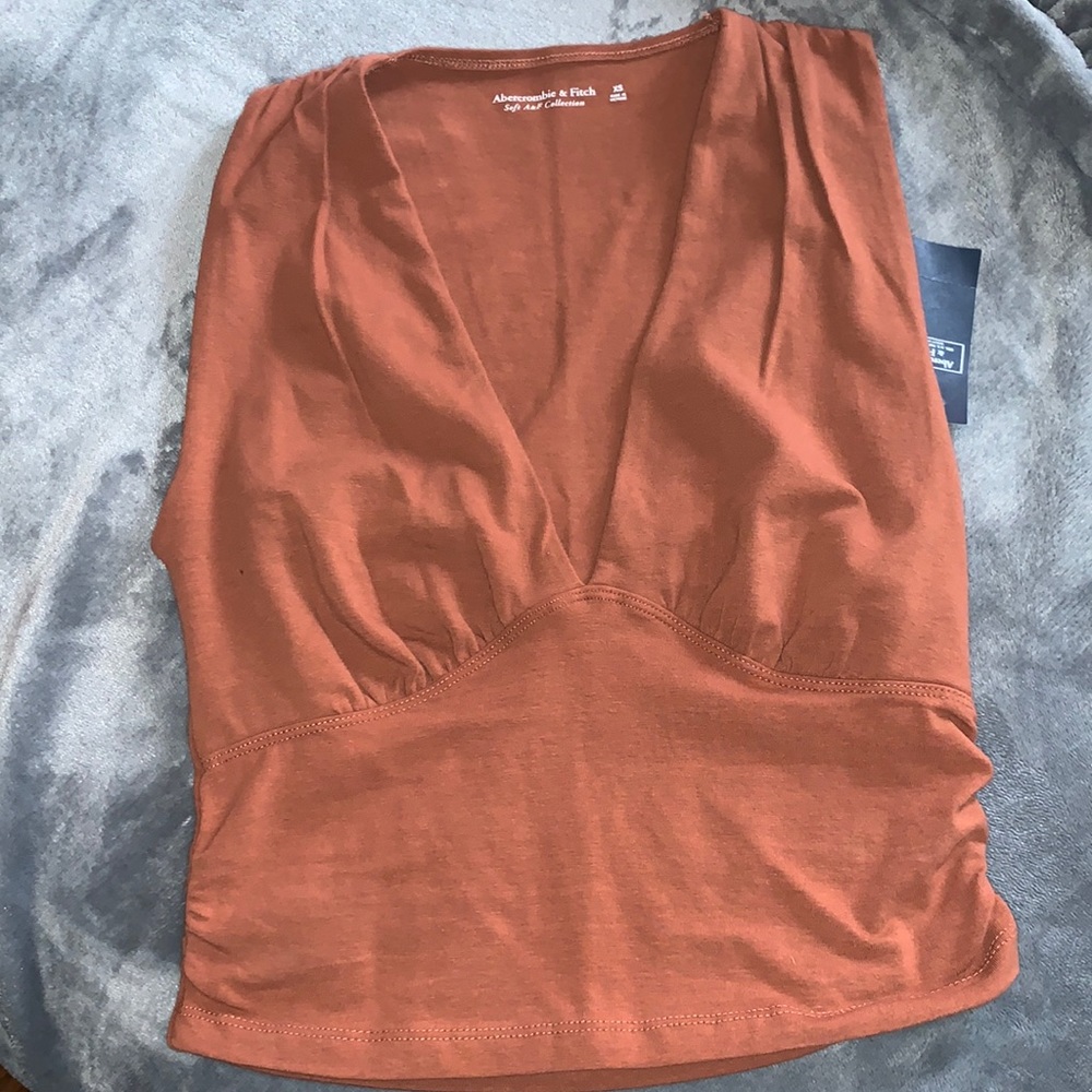 NWT! Abercrombie orange ruched tank top